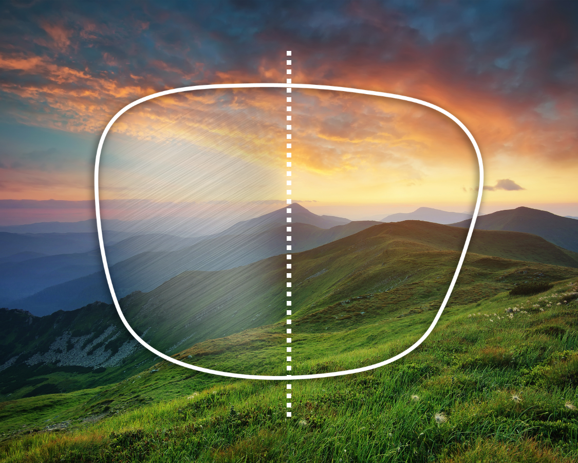 Lens with scratch-resistant coating compared to an uncoated lens